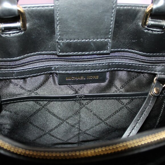 Michael Kors Brown MK Signature Satchel Tote w/ Black Leather Trim - Picture 14 of 15